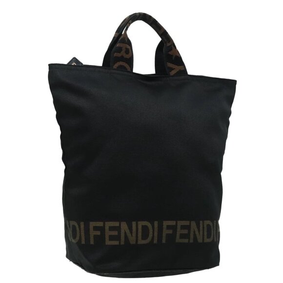FENDI Hand Bag Nylon Black Auth 92994 - Picture 1 of 14